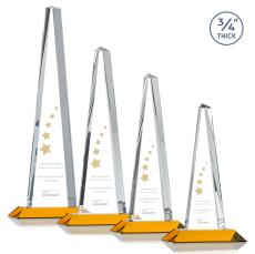 Majestic Tower Amber Pyramid Crystal Award - Corporate Awards