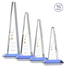 Majestic Tower Sky Blue Pyramid Crystal Award - Corporate Awards
