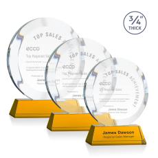 Gibralter Amber on Newhaven Base Circle Crystal Award - Corporate Awards