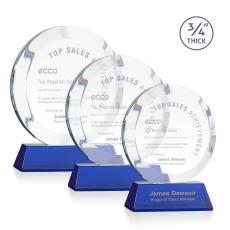 Gibralter Blue on Newhaven Base Circle Crystal Award - Corporate Awards