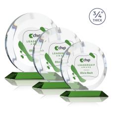 Gibralter Full Color Green Crystal Award - Corporate Awards