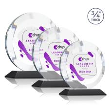 Gibralter Full Color Black Circle Crystal Award - Corporate Awards