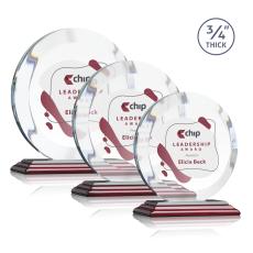 Gibralter Full Color Rosewood Circle Crystal Award - Corporate Awards