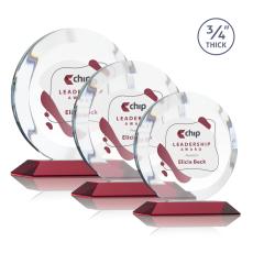 Gibralter Full Color Red Circle Crystal Award - Corporate Awards
