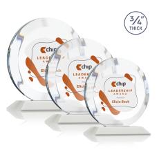 Gibralter Full Color White  Circle Crystal Award - Corporate Awards