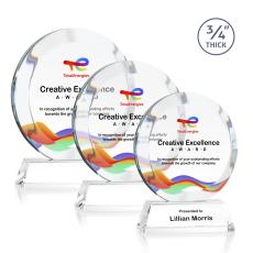 Gibralter Full Color Clear on Newhaven Base Circle Crystal Award - Corporate Awards