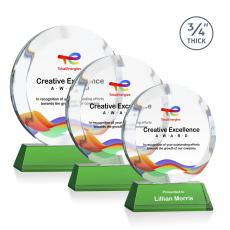 Gibralter Full Color Green on Newhaven Base Circle Crystal Award - Corporate Awards