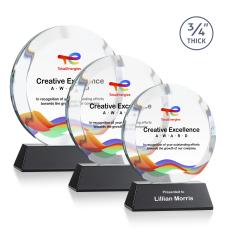 Gibralter Full Color Black on Newhaven Base Circle Crystal Award - Corporate Awards