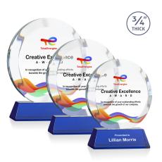 Gibralter Full Color Blue on Newhaven Base Circle Crystal Award - Corporate Awards
