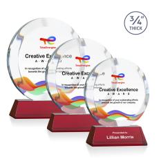 Gibralter Full Color Red on Newhaven Base Circle Crystal Award - Corporate Awards