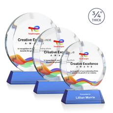 Gibralter Full Color Sky Blue on Newhaven Base Circle Crystal Award - Corporate Awards