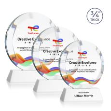 Gibralter Full Color White on Newhaven Base Circle Crystal Award - Corporate Awards