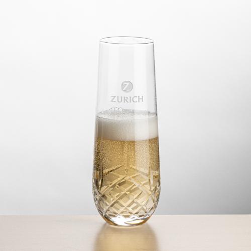 Corporate Recognition Gifts - Etched Barware - Templeton Stemless Flute - Deep Etch