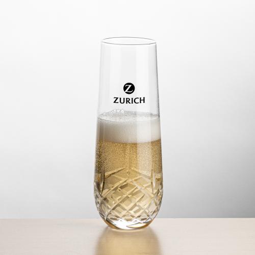 Corporate Recognition Gifts - Etched Barware - Templeton Stemless Flute - Imprinted