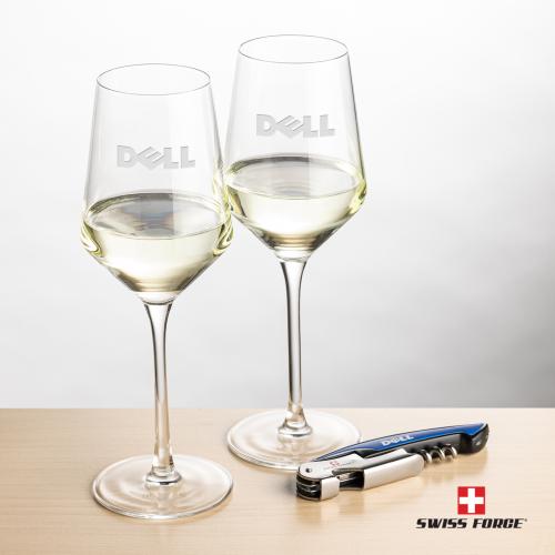 Corporate Recognition Gifts - Etched Barware - Swiss Force&reg; Opener & Tucson Wine