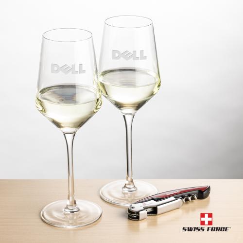Corporate Recognition Gifts - Etched Barware - Swiss Force&reg; Opener & Tucson Wine