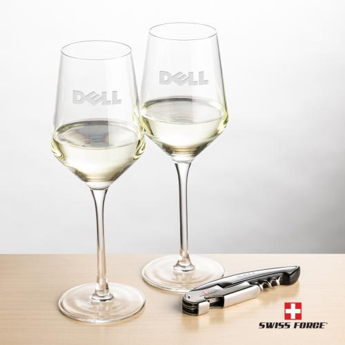 Corporate Recognition Gifts - Etched Barware - Swiss Force&reg; Opener & Tucson Wine