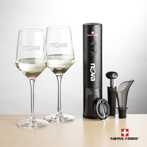 Corporate Recognition Gifts - Etched Barware - Swiss Force&reg; Opener Set & Tucson Wine