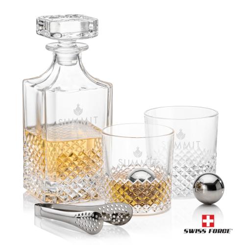Corporate Recognition Gifts - Etched Barware - Tacoma Decanter Set & Ice Balls