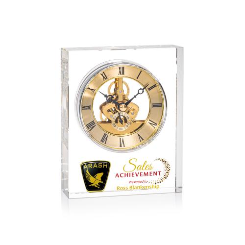 Corporate Recognition Gifts - Clocks - Ashland Full Color Clock - Gold Dial