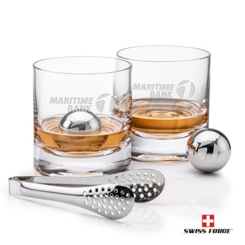 Corporate Recognition Gifts - Etched Barware - Swiss Force&reg; S/S Balls & 2 Wakefield OTR