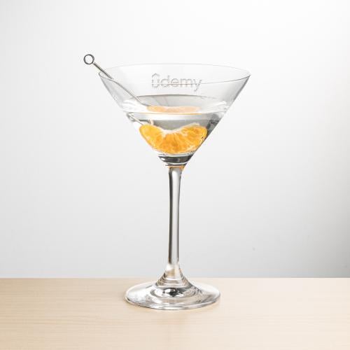 Corporate Recognition Gifts - Etched Barware - Burlington Martini - Deep Etch