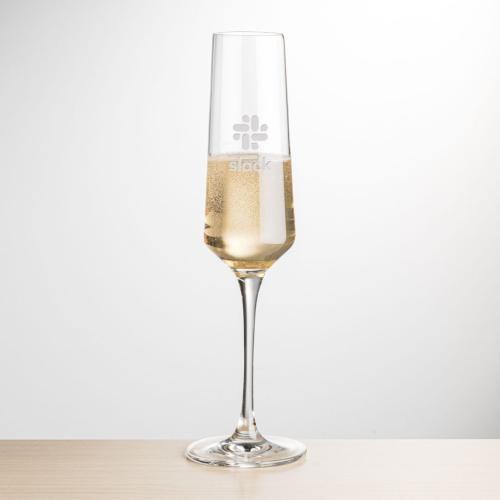 Corporate Recognition Gifts - Etched Barware - Tucson Flute - Deep Etch