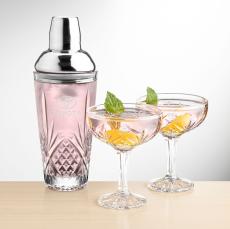 Brinkley Shaker & Cocktail Coupe Set - Etched Barware