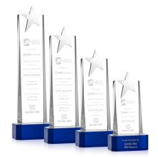 Fanshaw Silver Blue on Base Star Crystal Award - Service Awards