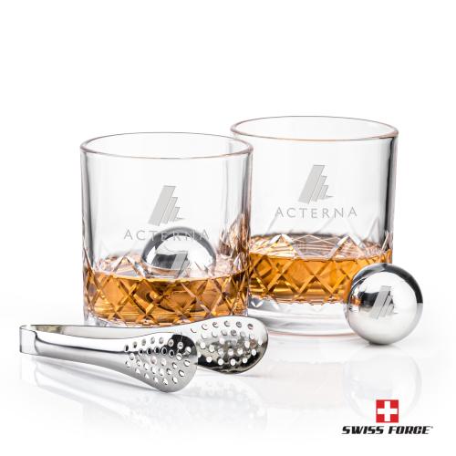 Corporate Recognition Gifts - Etched Barware - Swiss Force&reg; S/S Balls & 2 Heceta OTR