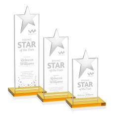 Bryanston Chrome Amber Star Crystal Award - Crystal Awards