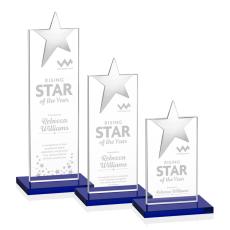 Bryanston Chrome Blue  Star Crystal Award - Colored Crystal