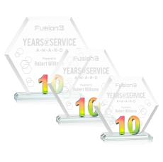 Riviera Anniversary Prismatic No 10 Number Crystal Award - Corporate Awards