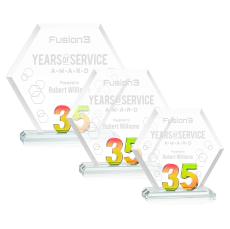 Riviera Anniversary Prismatic No 35 Number Crystal Award - Corporate Awards