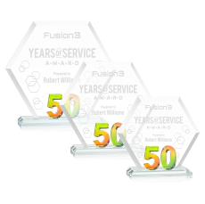 Riviera Anniversary Prismatic No 50 Number Crystal Award - Corporate Awards