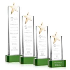 Fanshaw Gold Green on Base Star Crystal Award - Metal Awards