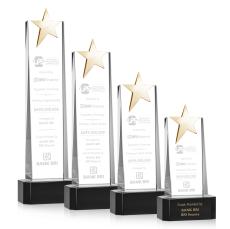 Fanshaw Gold Black on Base Star Crystal Award - Metal Awards