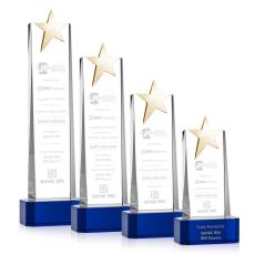 Fanshaw Gold Blue on Base Star Crystal Award - Metal Awards