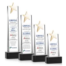 Fanshaw Gold Full Color Black on Base Star Crystal Award - Metal Awards