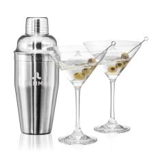 Connoisseur Shaker & Burlington Martini Set - Etched Barware