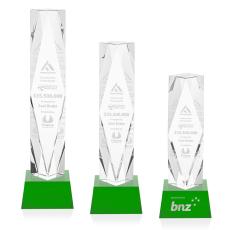 Toscana Green on Base Obelisk Crystal Award - Sales Awards