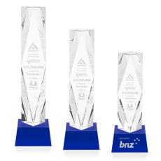 Toscana Blue on Base Obelisk Crystal Award - Sales Awards