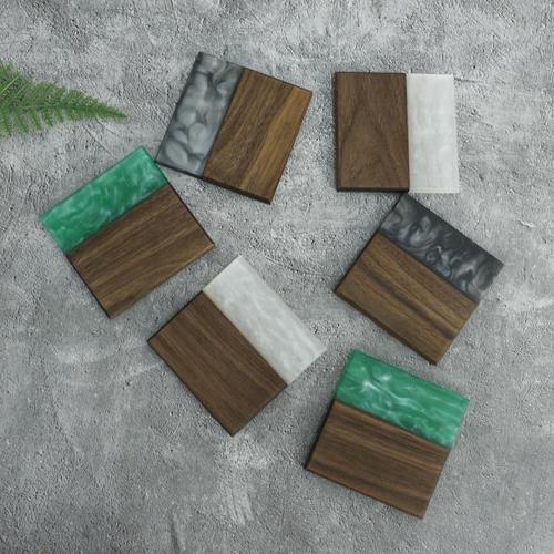 Corporate Recognition Gifts - Desk Accessories - Black Walnut Wood and Resin Coasters