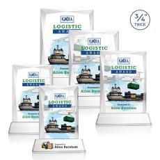 Employee Gifts - Messina Full Color Starfire on Newhaven Base Rectangle Crystal Award