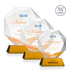 Bradford Full Color Amber on Newhaven Base Crystal Award - Corporate Awards