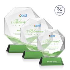 Bradford Full Color Green on Newhaven Base Crystal Award - Colored Crystal