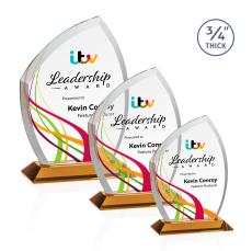 Daltry Full Color Amber Peak Crystal Award - Glass Awards