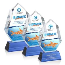 Norwood Full Color Blue on Newhaven Base Crystal Award - Colored Glass Awards