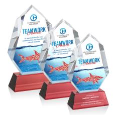 Norwood Full Color Red on Newhaven Base Crystal Award - Colored Glass Awards