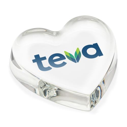 Corporate Awards - Glass Awards - Coeur Heart Full Color Paperweight